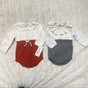 2 Cat & Jack sweater onesies. One NWT